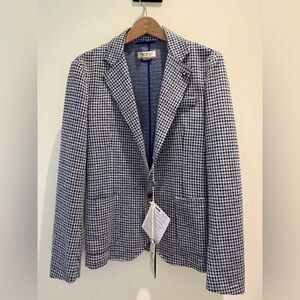 NWT Fred Mello Houndstooth Blazer in Blue and White